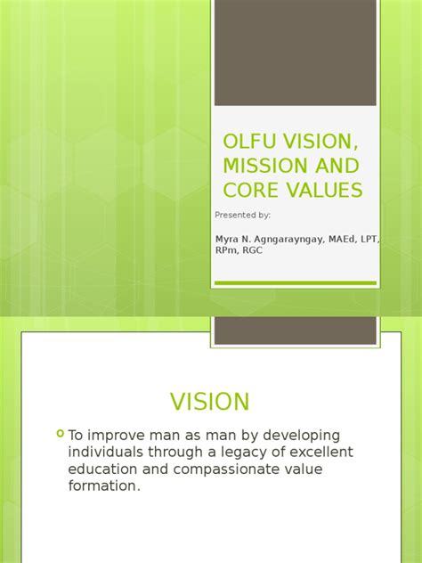 olfu core values|Mission / Vision / Core Values .